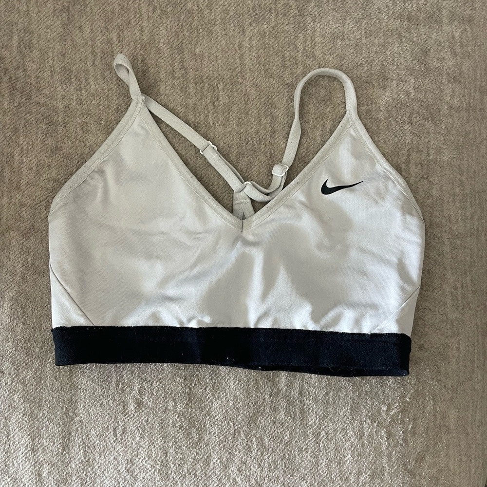Nike Women's White and Black Sports Bra